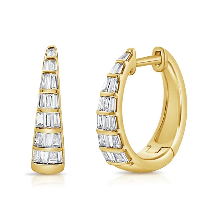 Classic Stud Earrings-Graduated Baguette Huggies