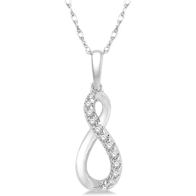 Vintage Necklaces-10k White Gold Diamond Infinity Pendant