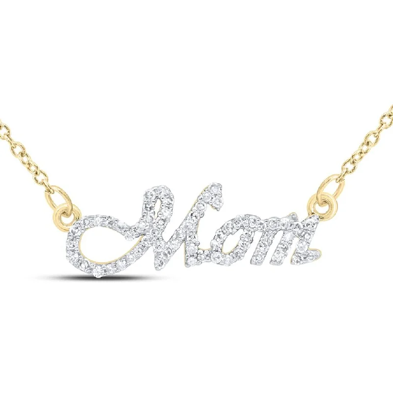 Spiritual Necklaces-Mom .20cttw Diamond Pendant Necklace 10K Gold