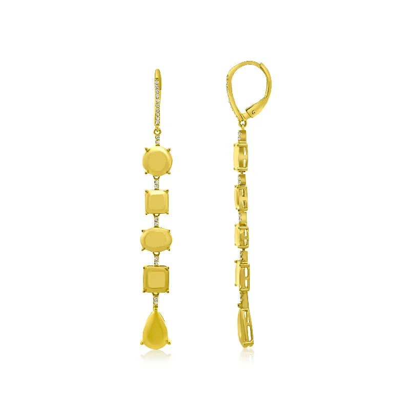 Designer Crystal Earrings-Multi Shape Gold Dangle Earrings