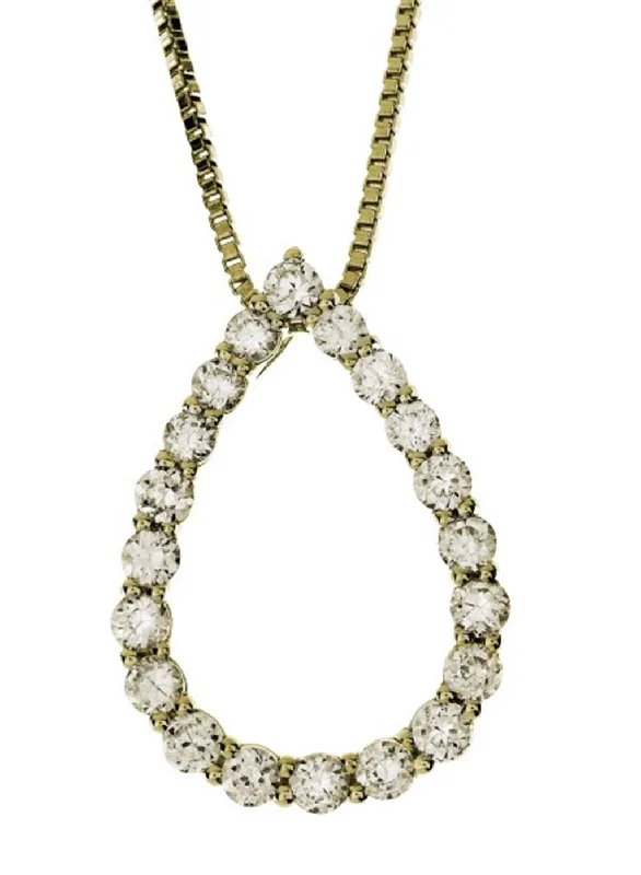 Energy Necklaces-14K Yellow Gold Diamond Pear Pendant Necklace