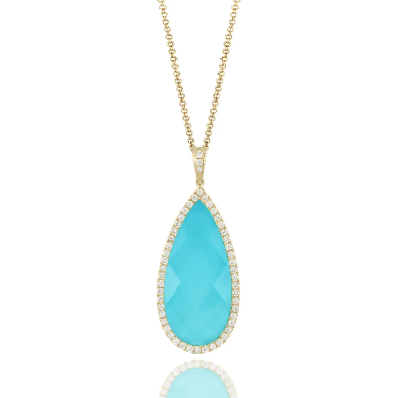 Handmade Necklaces-Doves Turquoise Teardrop Necklace