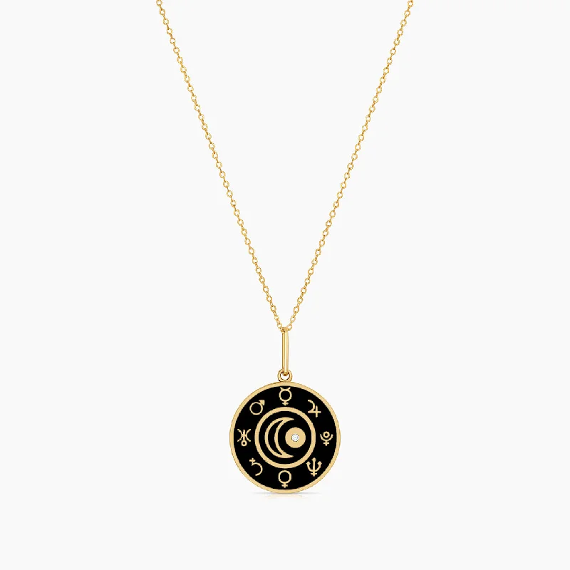 18K Gold Necklaces-Alchemy Black Enamel Necklace