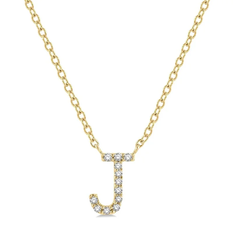 Modern Necklaces-10K Yellow Gold Natural Diamonds Initial J Necklace