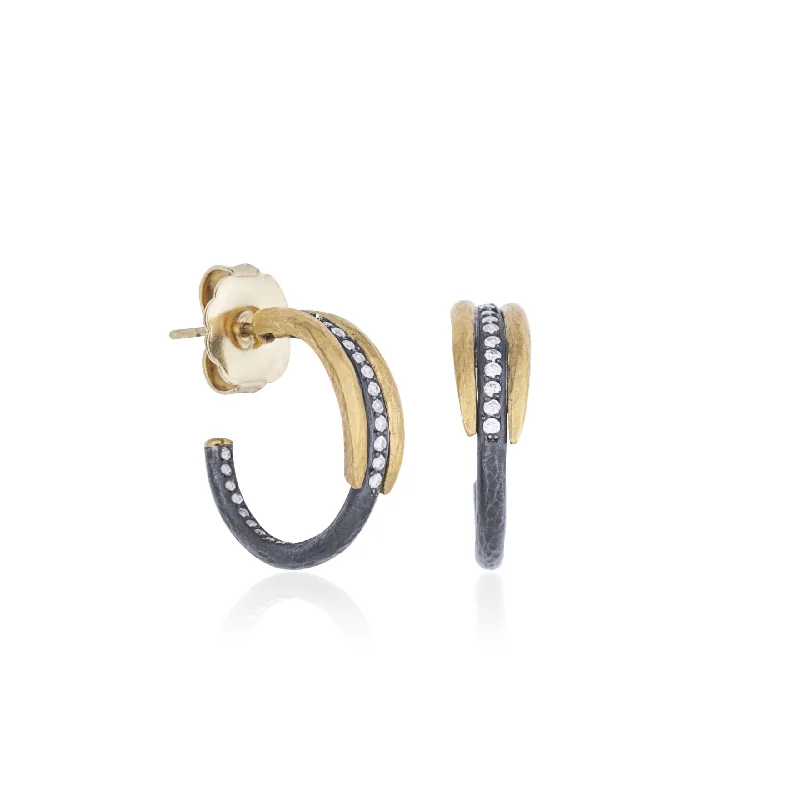 Handmade Drop Earrings for Women-Lika Behar "ZEBRA" Diamond Hoop Earrings