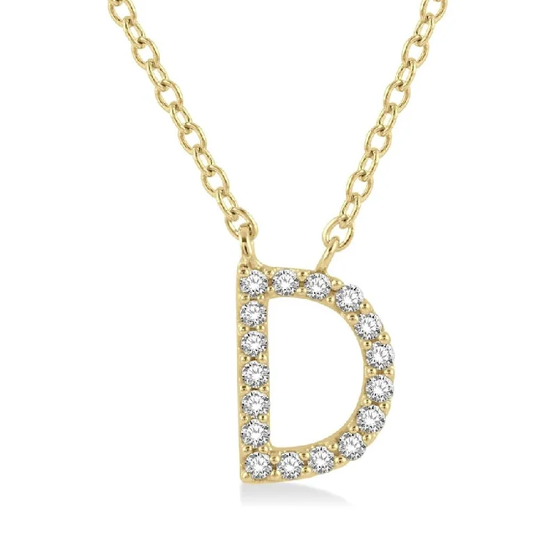 Christmas Necklaces-10K Yellow Gold Initial D Diamond Necklace