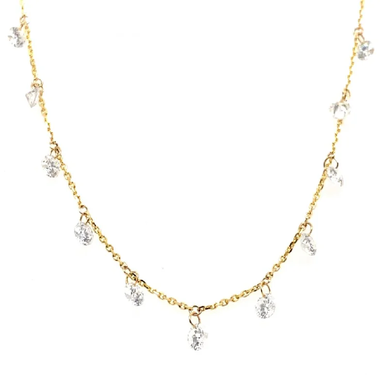 Zodiac Necklaces-14K Yellow Gold ‘Naked Diamonds’ Station Necklace