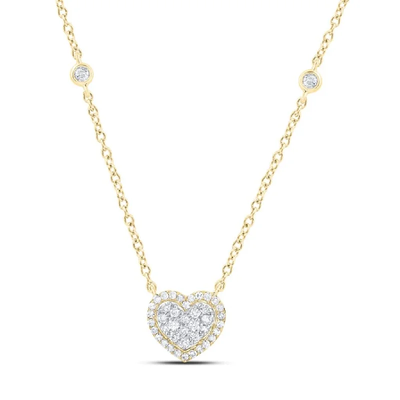 Heart Necklaces-Heart Solitaire Diamond Pendant Necklace 10K Gold