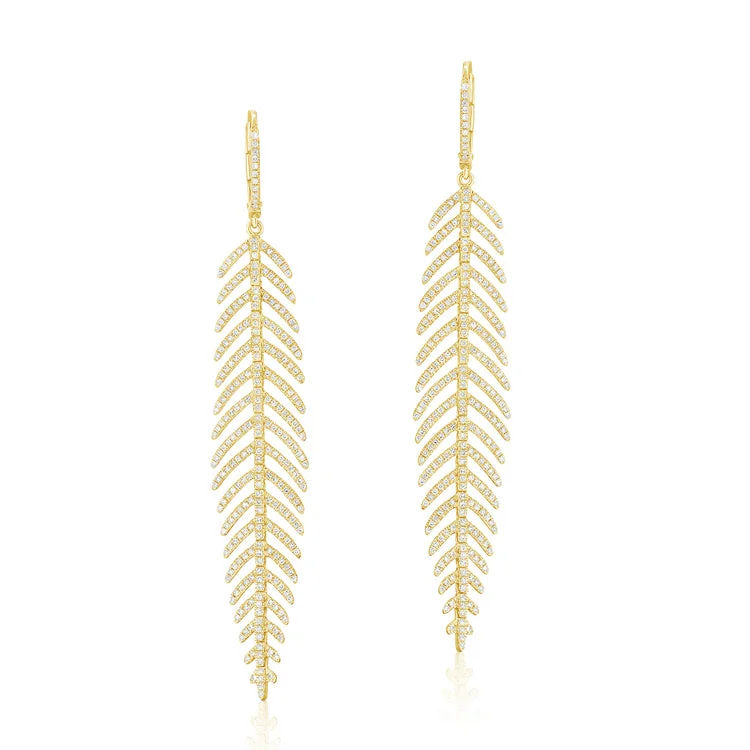 Geometric Drop Earrings-Statement Leaf Diamond Earrings