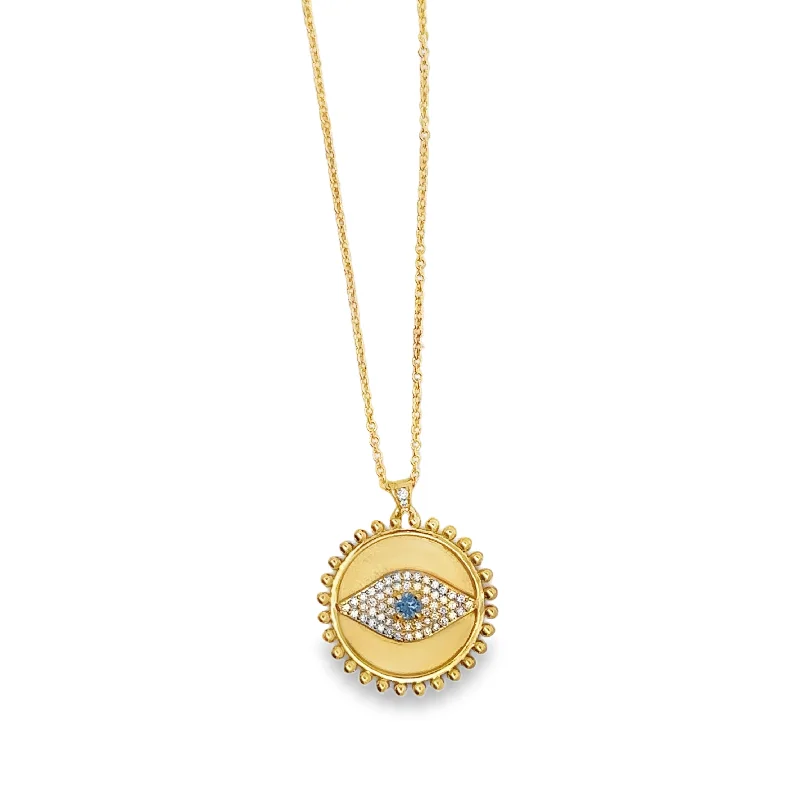 Lotus Necklaces-Marika Satin Finish Evil Eye Necklace