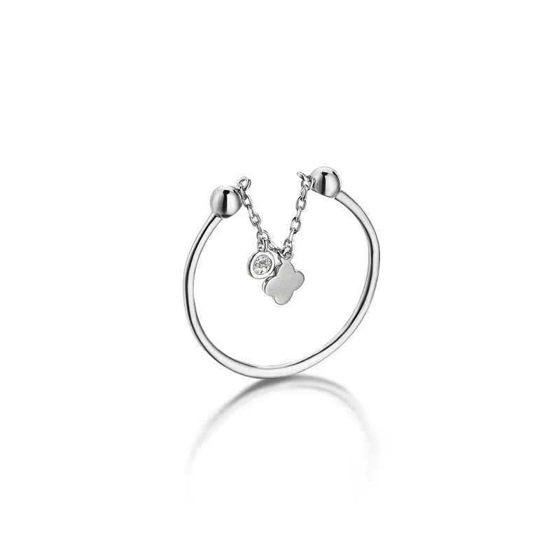 Affordable Custom Engagement Rings-Dangle Clover Ring