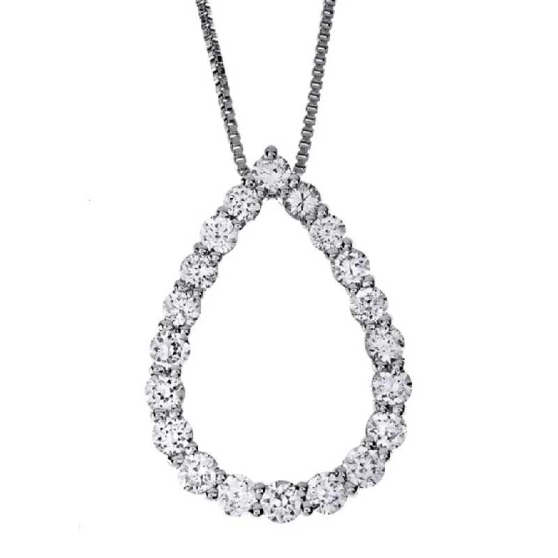 Birthstone Necklaces-14K White Gold Diamond Pear Pendant Necklace