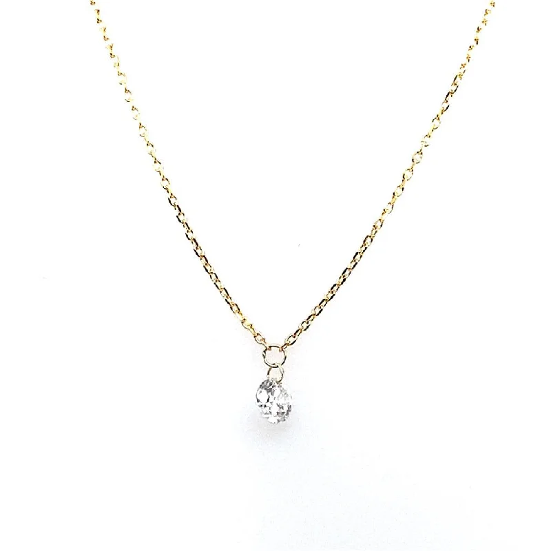 Affordable Necklaces-14K Yellow Gold ‘Naked Diamonds’ Solitaire Natural Diamond Necklace