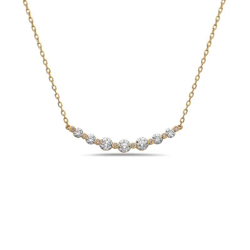 Engraved Necklaces-Diamond Curved Bar Necklace