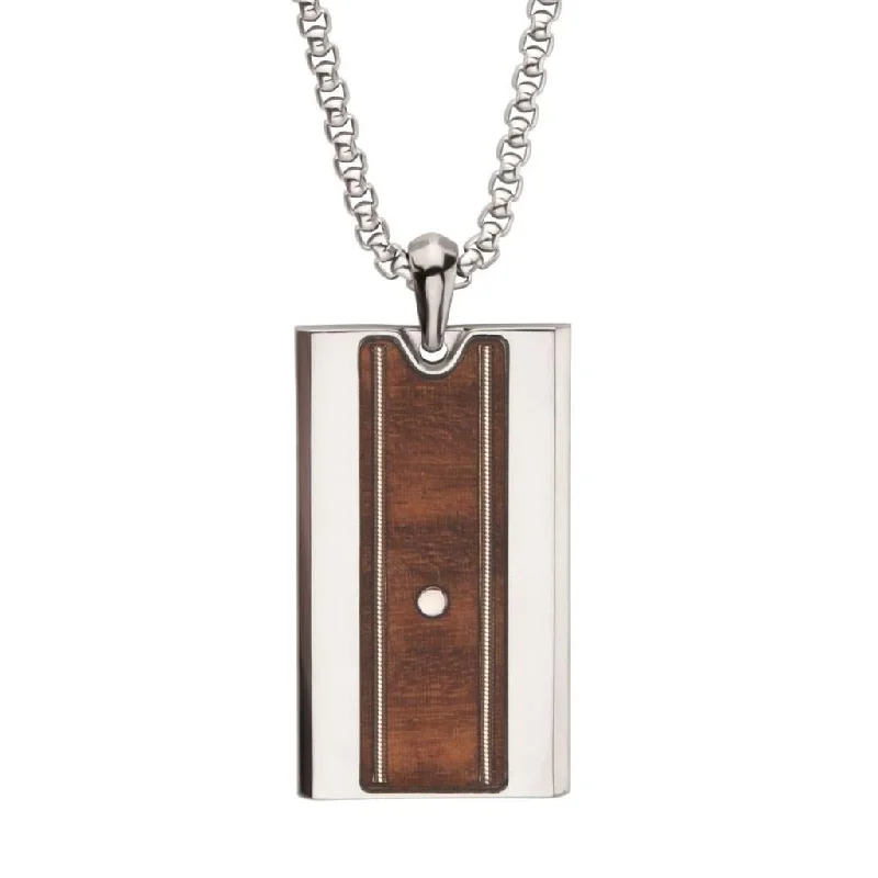 Adjustable Pendant Necklaces-Titanium And Wiskey Barrel Wood Inaly With Embedded Guitar String Pendant Necklace