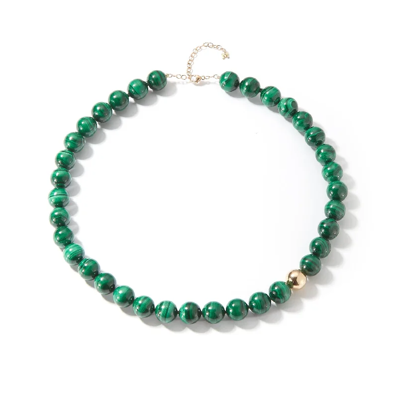 Adjustable Pendant Chain Necklaces-14kt Malachite with Gold Dot Necklace