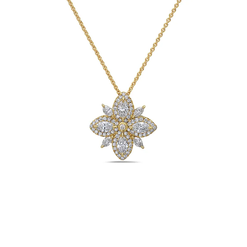 Energy Necklaces-Diamond Lotus Pendant Necklace