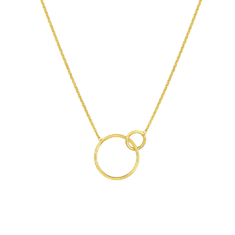 Crystal Choker Necklaces-14K Yellow Gold Interlocking Open Circles Adjustable Necklace