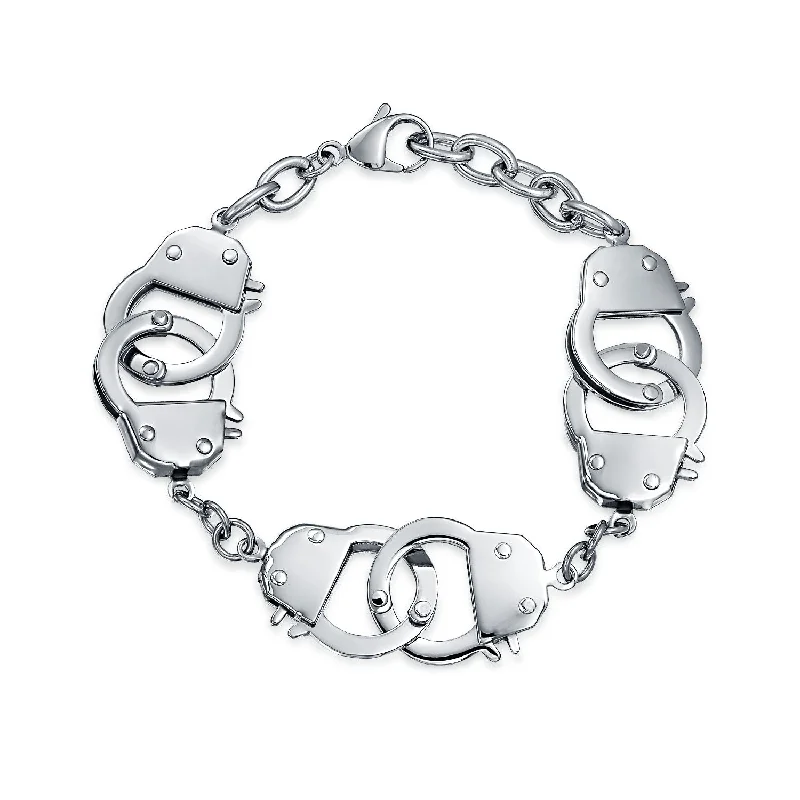 Geometric Bracelets for Women-Unisex Biker Chain Link Bracelet in Stainless Steel 8.5 Inch for Men