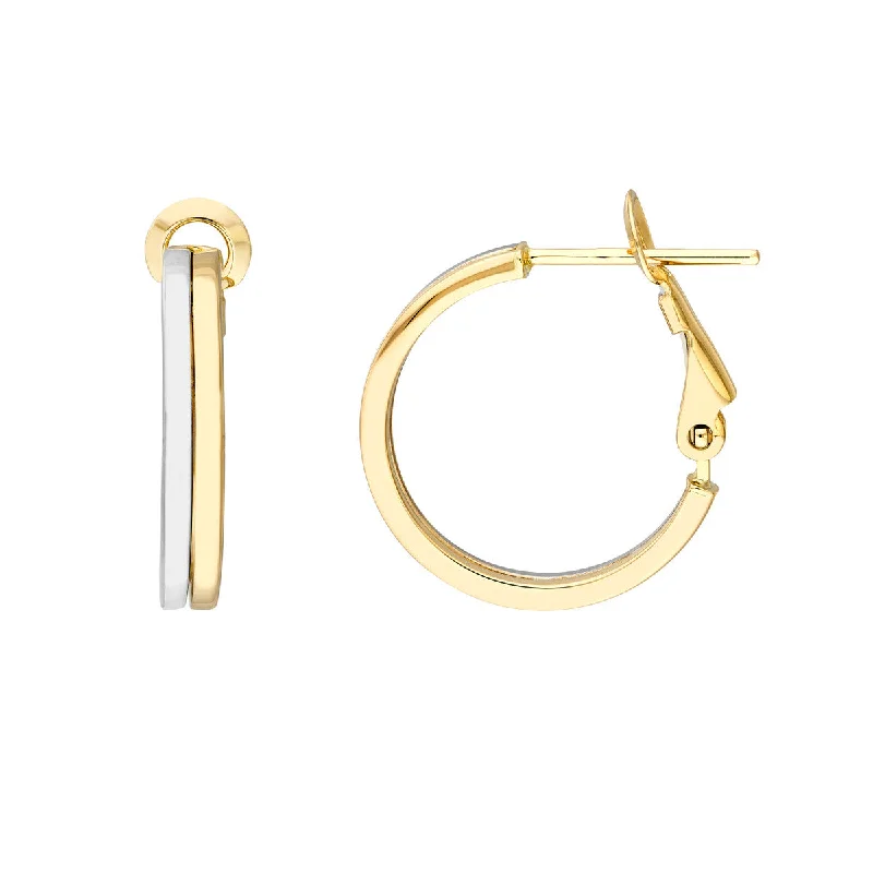 Unique Drop Stud Earrings-Small Two-Tone Hoop Earrings