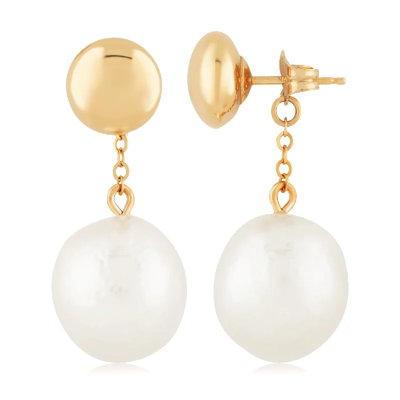 Luxury Gold Earrings-Baroque Pearl Back Dangle Earring