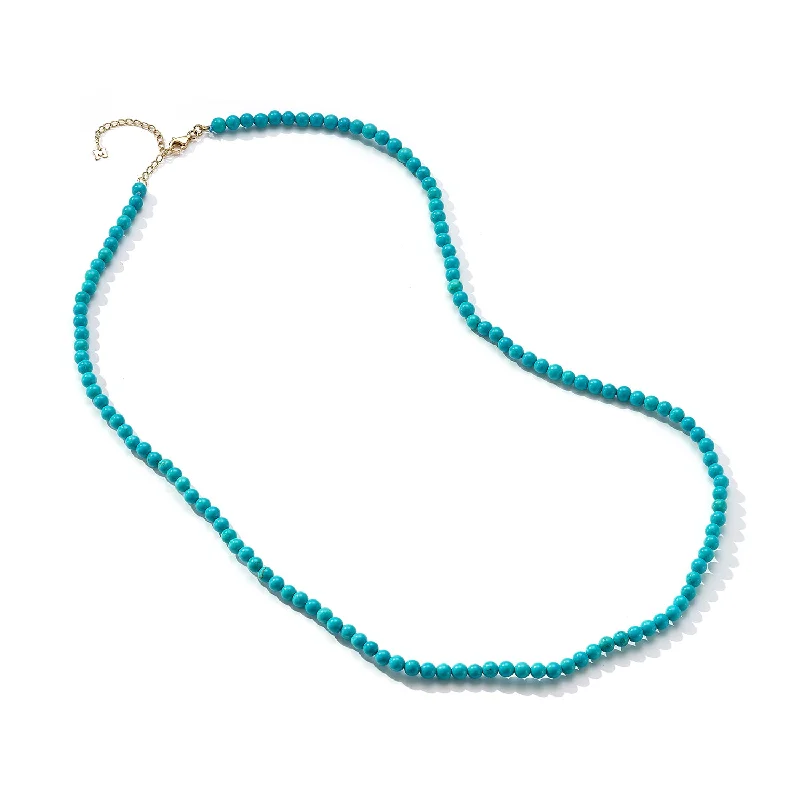 Zodiac Sign Necklaces-14kt Turquoise Beaded Necklace 22"