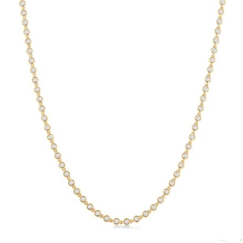 Butterfly Necklaces-14K Yellow Gold Bezel Set Diamond Tennis Necklace