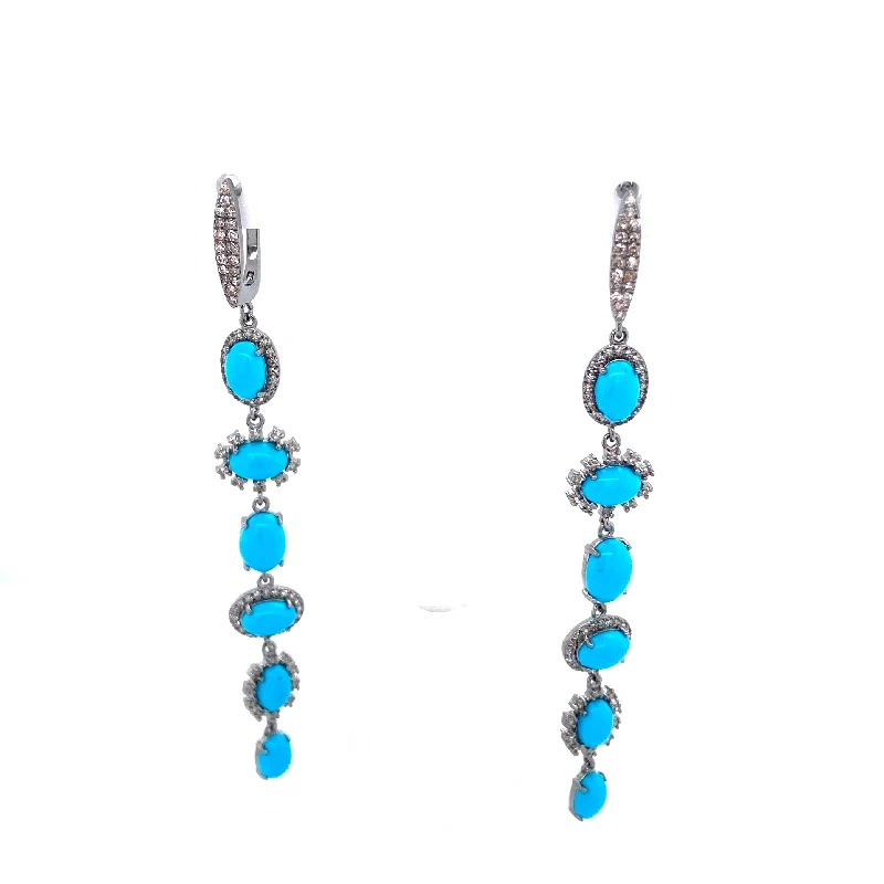 Elegant Crystal Hoop Earrings-Turquoise & Diamond Dangle Earring