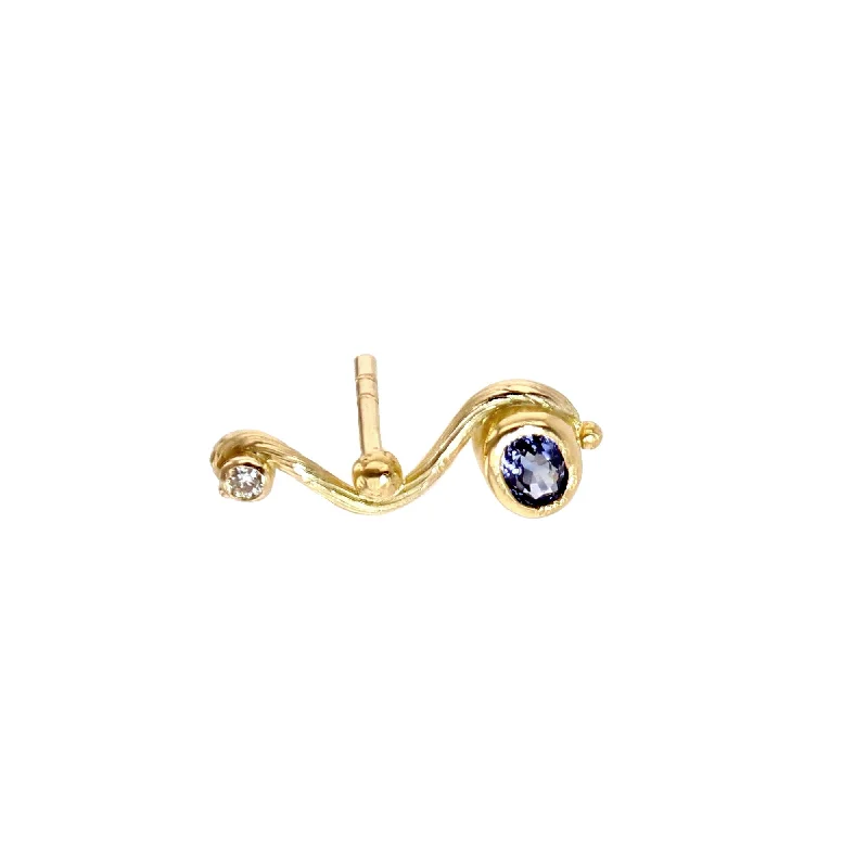 Classic Designer Earrings for Women-Seafire 18K & 22K Gold Earrings w. Sapphire & Diamond