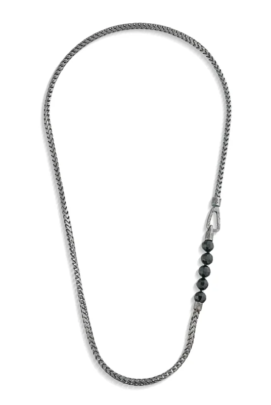 Topaz Necklaces-Oxidized Sterling Silver ‘Ulysses’ Onyx Bead Combo Necklace