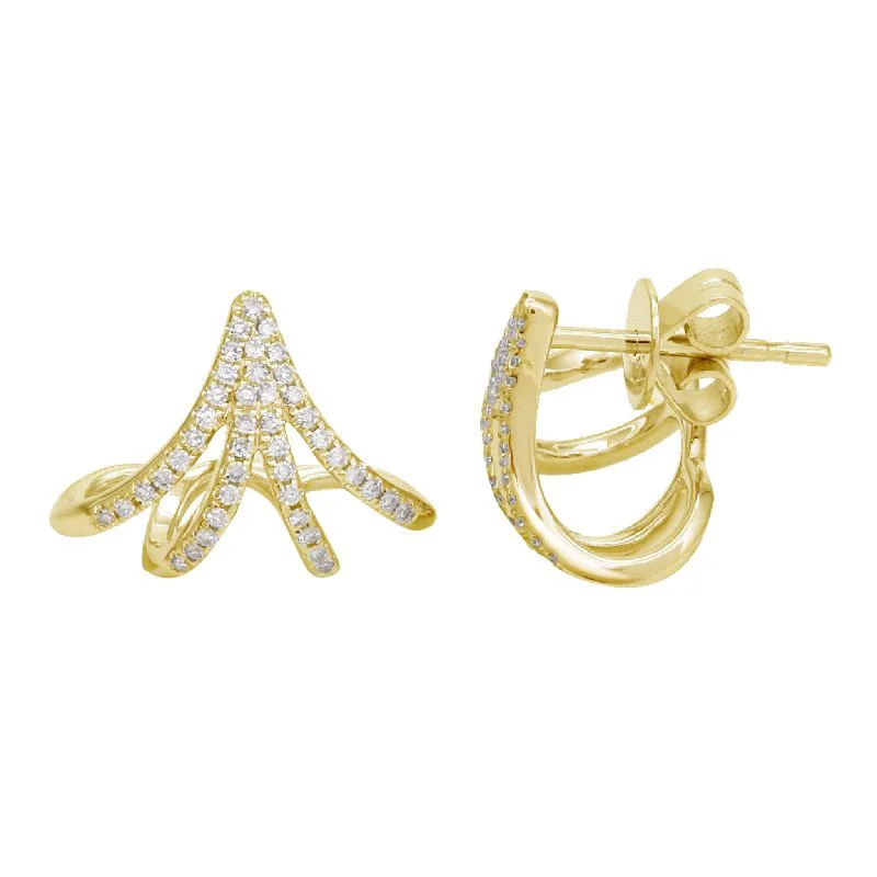 Modern Designer Earrings for Women-Diamond Huggie Web Hoop Earrings