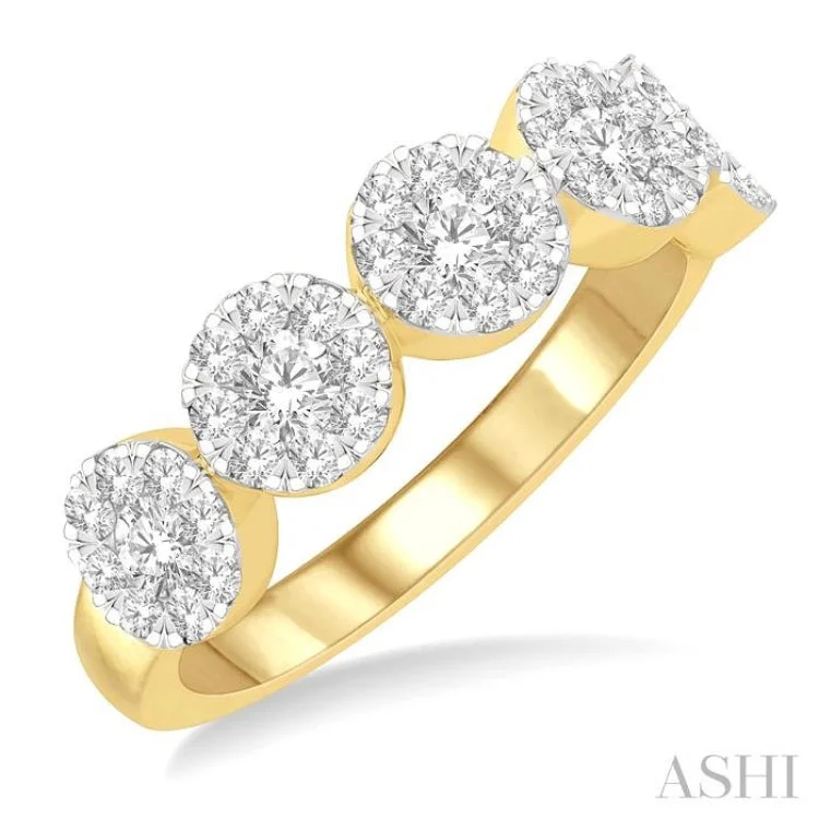 Fashionable Engagement Rings with Birthstones-1.00 ctw 5-Stone Lovebright Round Cut Diamond Ring in 14K Yellow and White Gold