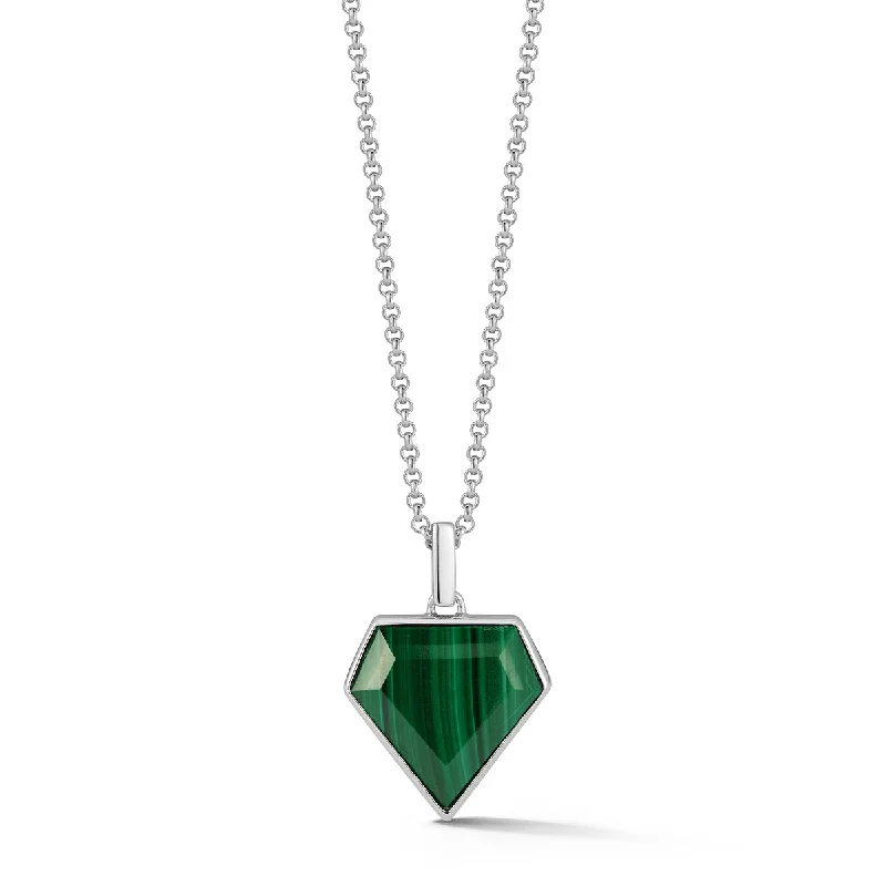 Natural Gemstone Necklaces-Malachite Pentagon Necklace