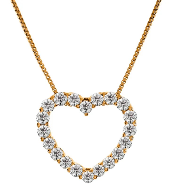 Trendy Gold Necklaces-14K Yellow Gold Diamond Heart Pendant Necklace