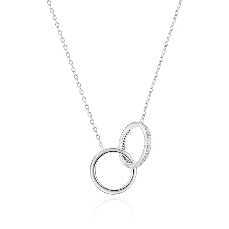 Fathers Day Necklaces-14K White Gold You & Me Diamond Necklace