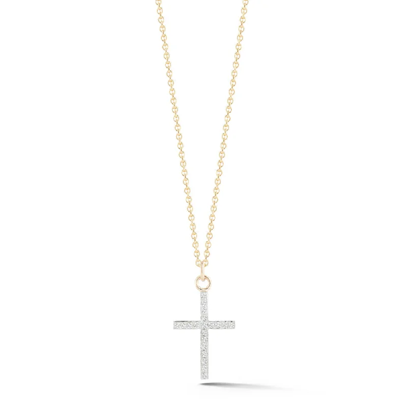 Statement Chain Necklaces-14kt Small Men's Diamond Cross Necklace