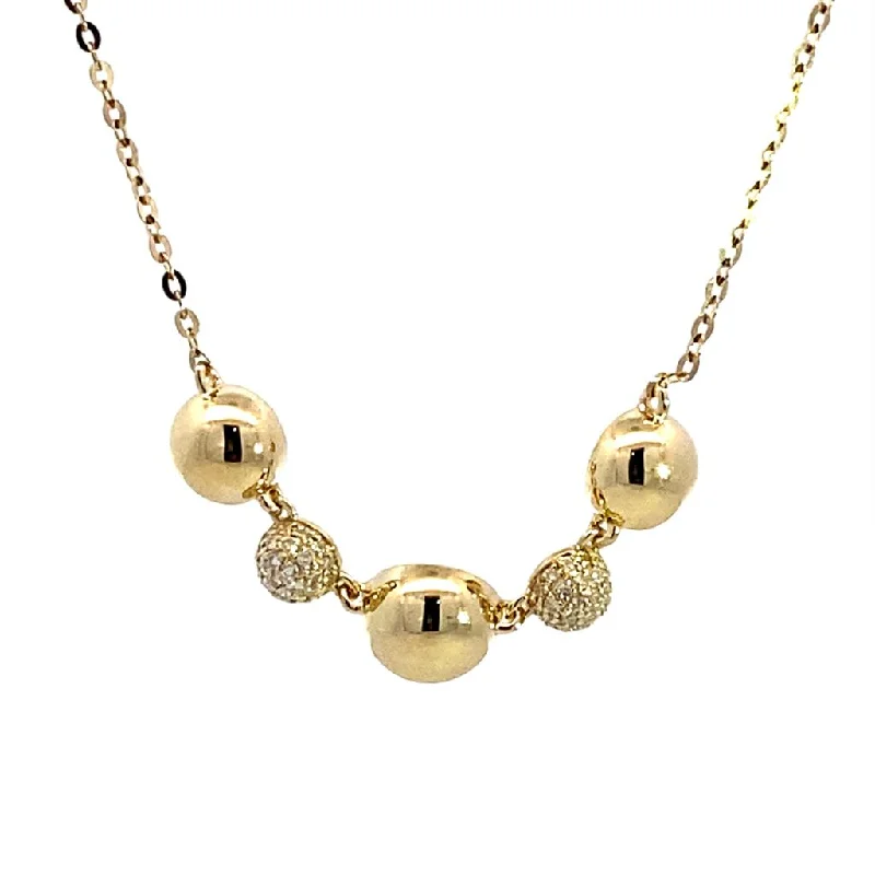 Minimalist Necklaces-14K Yellow Gold Diamond Bubble Bar Necklace