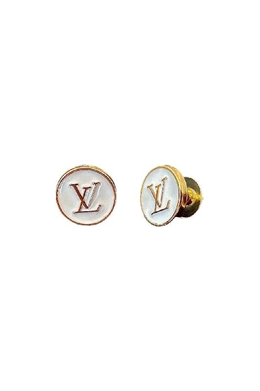 Colorful Gemstone Earrings-LV White Button Earrings