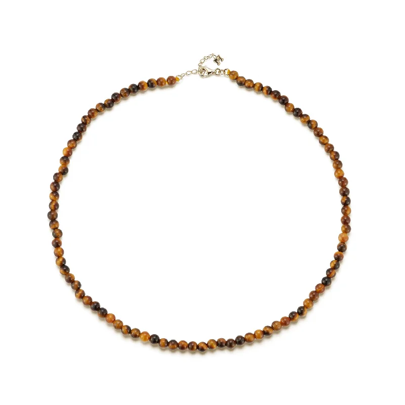 Minimalist Necklaces-14kt Tigers Eye Beaded Necklace