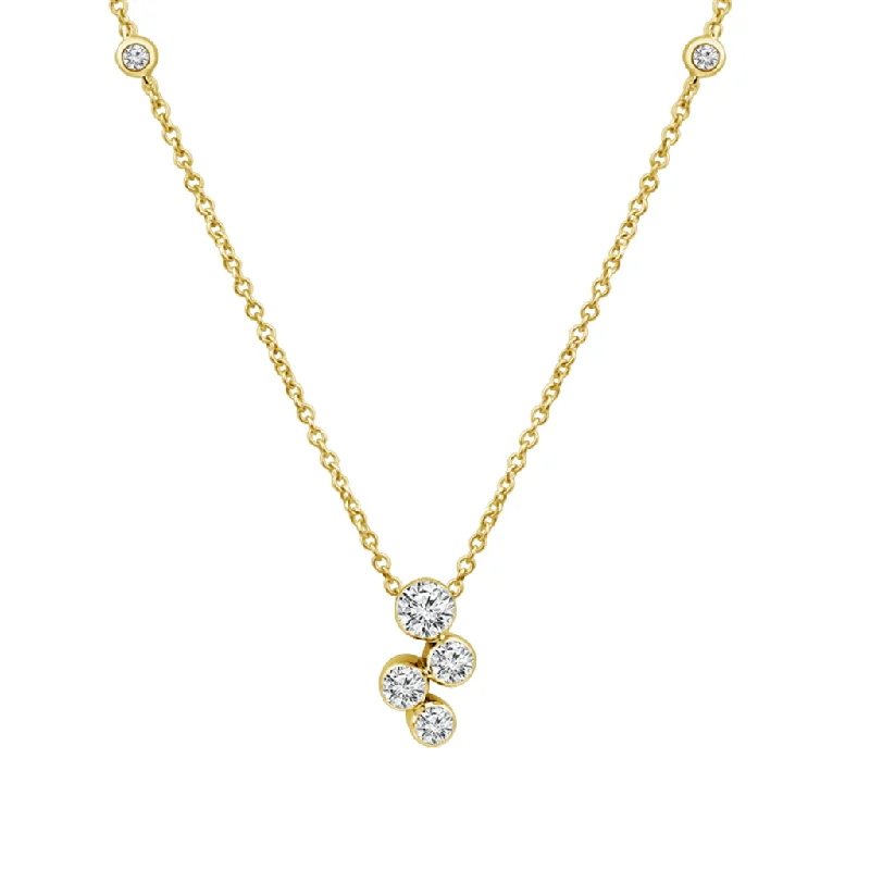 Engraved Necklaces-14K Yellow Gold Lab Grown Diamond Bubbles Drop Pendant Necklace