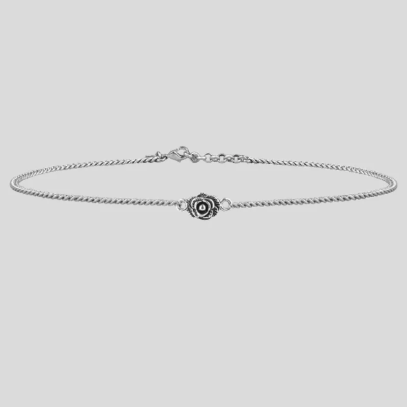 Designer Necklaces-MAE. Little Rose Silver Chain Choker