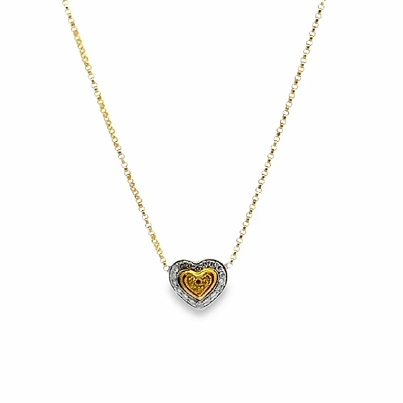 Silver Necklaces-Gregg Ruth Two-Tone Heart Necklace