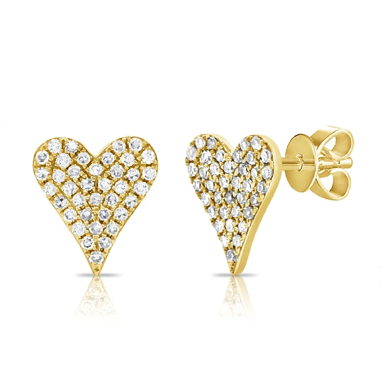 Classic Drop Earrings for Women-Elongated Pave Heart Studs