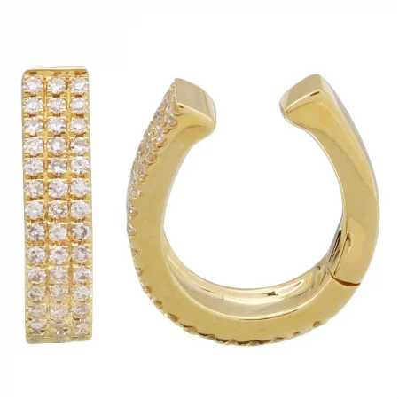 Simple Designer Earrings-Triple Diamond Pave Ear Cuff