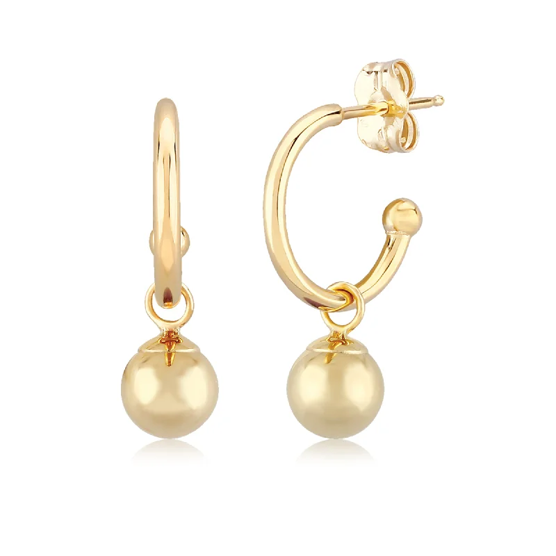 Classic Gold Hoop Earrings-Gold Ball Petite Hoop Earrings