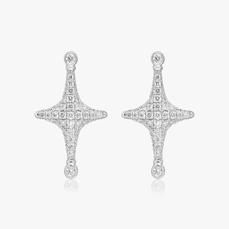 Elegant Silver Earrings-Aurora Diamond Stud Earrings