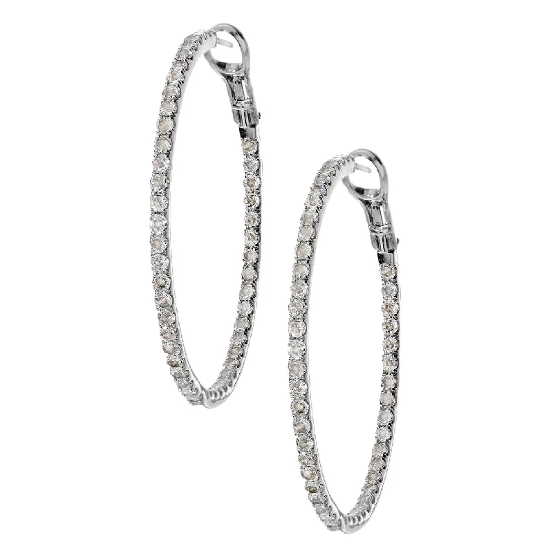 Sparkling Crystal Earrings-Mary Hoops Silver Diamond 2mm