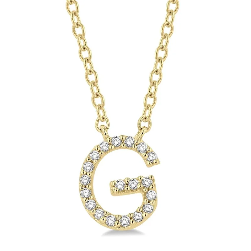 Retro Necklaces-10K Yellow Gold G Initial Diamond Necklace