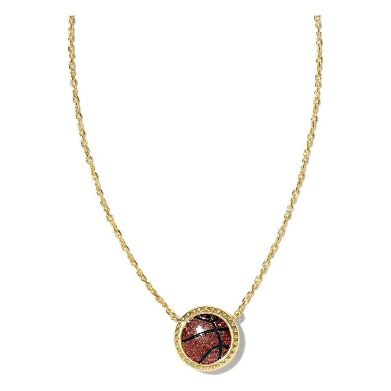 Wedding Necklaces-Kendra Scott Basketball Necklace in Orange Goldstone