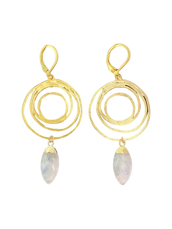 Crystal and Gold Earrings-Eternity Moon Earrings